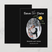 Modern Photo Yellow Rose and Vine Black セーブザデート (正面/裏面)