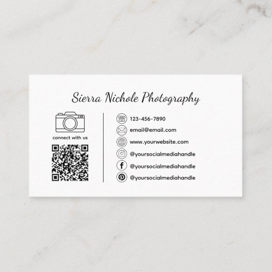 Modern Photography QR Code Business Card 名刺 (裏面)