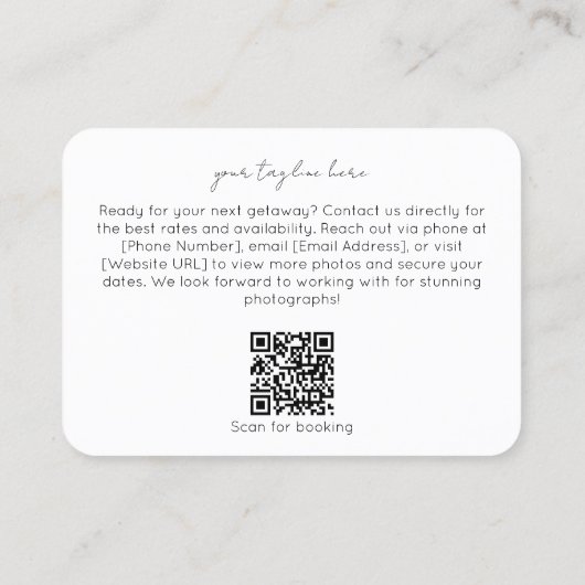 Modern Photography QR Code Camera Photographer 名刺 (裏面)