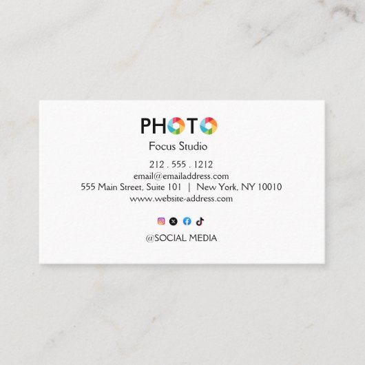 Modern Photography Studio Business Card Minimal  名刺 (正面)