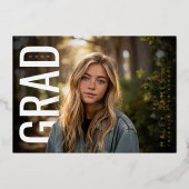 Modern PhotoPop Class of Graduation 箔招待状 (正面)