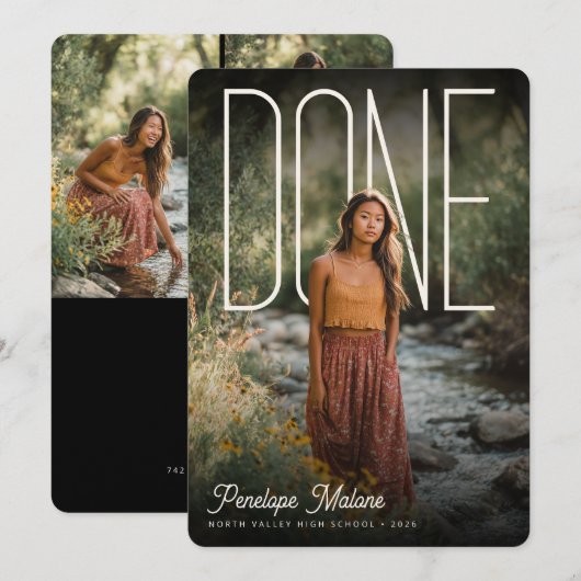 Modern Photopop DONE Graduation Party 招待状 (正面/裏面)