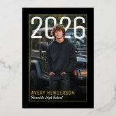 Modern PhotoPop Graduation Party 箔招待状 (正面)