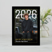 Modern PhotoPop Graduation Party 箔招待状 (立ち正面)