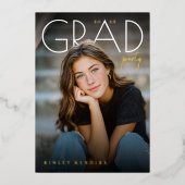 Modern PhotoPop Graduation Party 箔招待状 (正面)