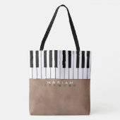 Modern Piano Brown Music Bag with Name トートバッグ (正面)