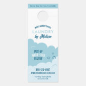 Modern Pick-Up Laundry Service Blue & White ドアノブサイン (裏面)