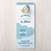 Modern Pick-Up Laundry Service Blue & White ドアノブサイン (ノブ)