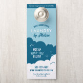 Modern Pick-Up Laundry Service Blue & White ドアノブサイン (ノブ)