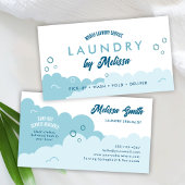 Modern Pick-Up Laundry Service Blue & White 名刺