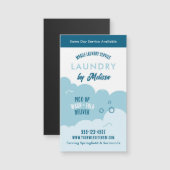 Modern Pick-Up Laundry Service Blue & White Magnet (正面/裏面)