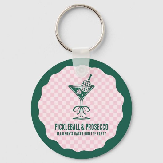 Modern Pickleball & Prosecco Bachelorette Weekend キーホルダー (正面)