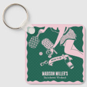 Modern Pickleball & Prosecco Bachelorette Weekend キーホルダー (正面)