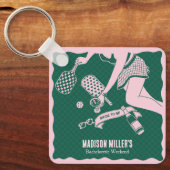 Modern Pickleball & Prosecco Bachelorette Weekend キーホルダー (正面)