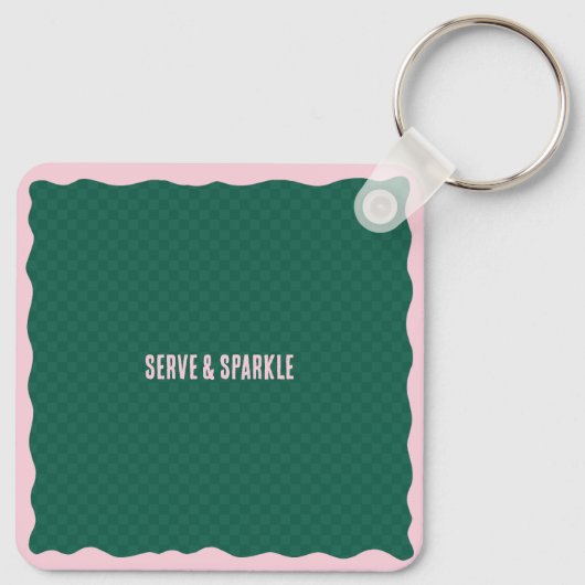 Modern Pickleball & Prosecco Bachelorette Weekend キーホルダー (裏面)