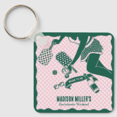Modern Pickleball & Prosecco Bachelorette Weekend キーホルダー (正面)
