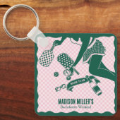 Modern Pickleball & Prosecco Bachelorette Weekend キーホルダー (正面)