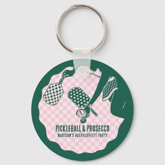 Modern Pickleball & Prosecco Bachelorette Weekend キーホルダー (正面)