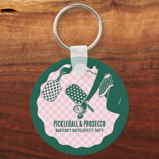 Modern Pickleball & Prosecco Bachelorette Weekend キーホルダー (正面)