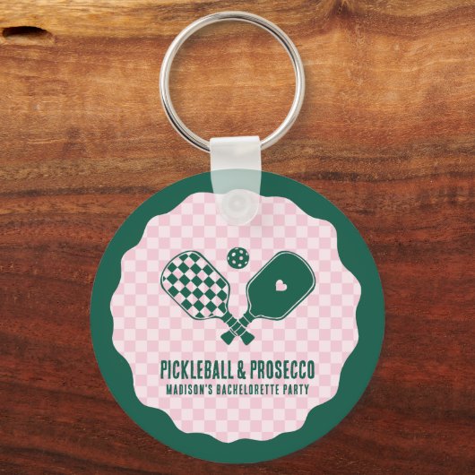 Modern Pickleball & Prosecco Bachelorette Weekend キーホルダー (正面)