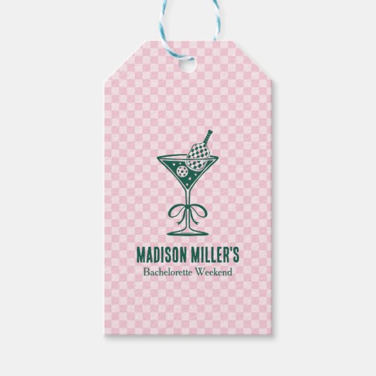 Modern Pickleball & Prosecco Bachelorette Weekend ギフトタグ (正面)