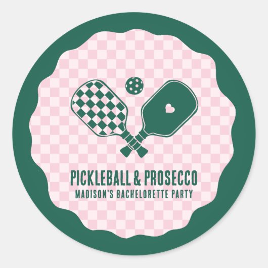 Modern Pickleball & Prosecco Bachelorette Weekend ラウンドシール (正面)