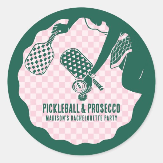 Modern Pickleball & Prosecco Bachelorette Weekend ラウンドシール (正面)