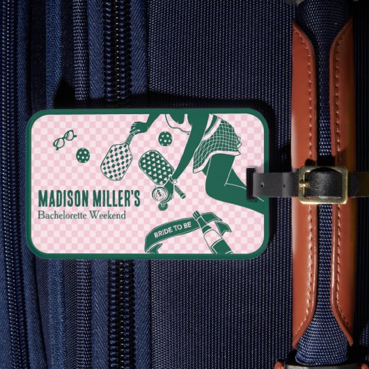Modern Pickleball & Prosecco Bachelorette Weekend ラゲッジタグ (正面インサイチュ4)