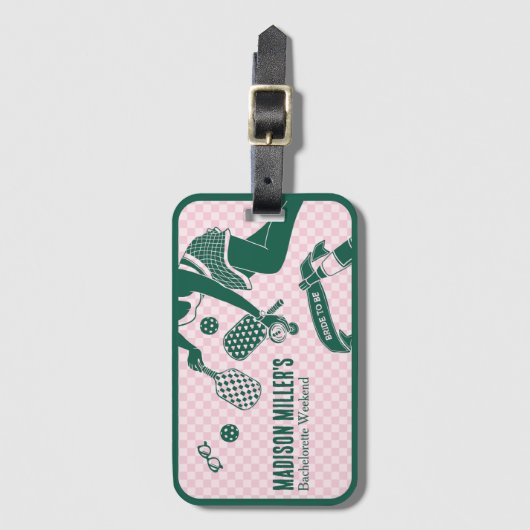 Modern Pickleball & Prosecco Bachelorette Weekend ラゲッジタグ (正面縦)