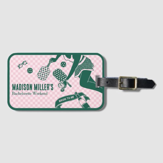 Modern Pickleball & Prosecco Bachelorette Weekend ラゲッジタグ (正面横)