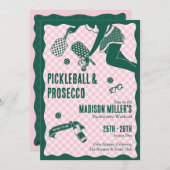 Modern Pickleball & Prosecco Bachelorette Weekend 招待状 (正面/裏面)