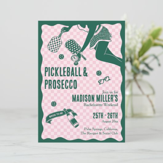 Modern Pickleball & Prosecco Bachelorette Weekend 招待状 (スタンド正面)