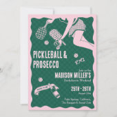 Modern Pickleball & Prosecco Bachelorette Weekend 招待状 (正面)