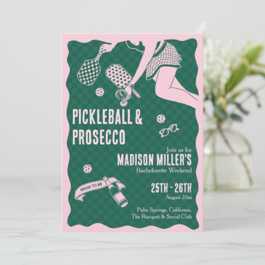 Modern Pickleball & Prosecco Bachelorette Weekend 招待状 (スタンド正面)