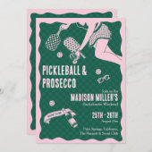 Modern Pickleball & Prosecco Bachelorette Weekend 招待状 (正面/裏面)