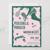 Modern Pickleball & Prosecco Bachelorette Weekend 招待状 (正面)