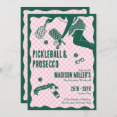 Modern Pickleball & Prosecco Bachelorette Weekend 招待状 (正面/裏面)