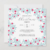 Modern Pine Branch and Red Berry Christmas Pattern 招待状 (正面)