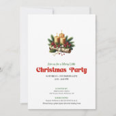 Modern Pine Wreath Candles Holiday Invitation Card 招待状 (正面)