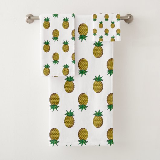Modern Pineapple Pattern on White バスタオルセット (インサイチュ)
