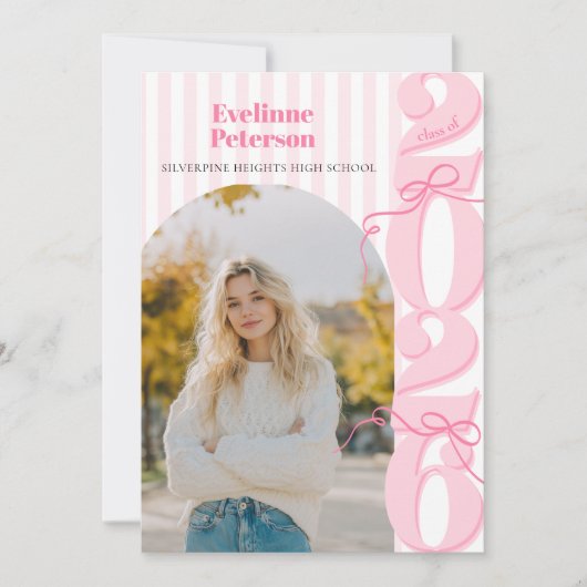 Modern Pink 2026 Graduation Invitation 招待状 (正面)