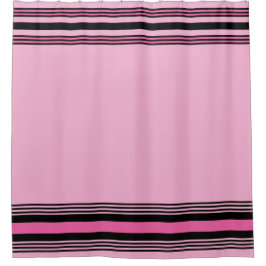 Modern Pink and Black Stripes Shower Curtain  シャワーカーテン