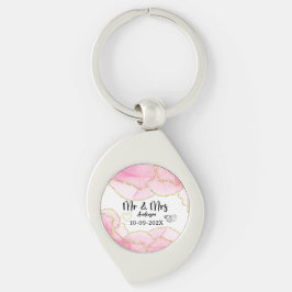 Modern Pink and Gold Mr and Mrs キーホルダー