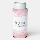 Modern Pink and Gold Mr and Mrs スリム缶クーラー (Seltzer正面)