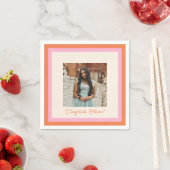 Modern Pink and Orange Border Photo Graduation スタンダードカクテルナプキン (インサイチュ)
