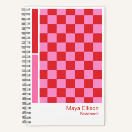 Modern Pink and Red Checkerboard Vertical Palette ノートブック