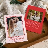 Modern Pink and Red Scalloped Frame 2 Photo シーズンカード
