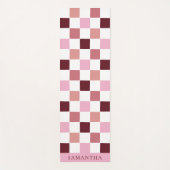 Modern Pink and Red Simple Checkerboard Pattern ヨガマット (正面)