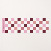 Modern Pink and Red Simple Checkerboard Pattern ヨガマット (正面(横))