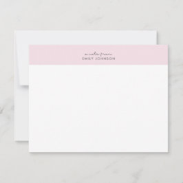 Modern pink and white a note from flat card 招待状